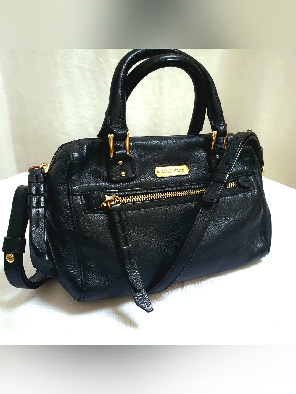 Cole Haan Vintage Village Soft Satchel Black Leather Crossbody Bag